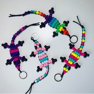 Handmade Pride Beaded Lizard Keychains